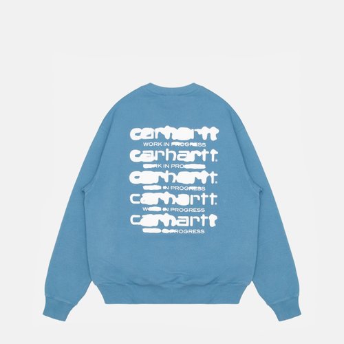 Толстовка мужская Carhartt WIP Ink Bleed Sweatshirt  артикул:I032866_vancouver_blue_white - купить в магазине Дайс