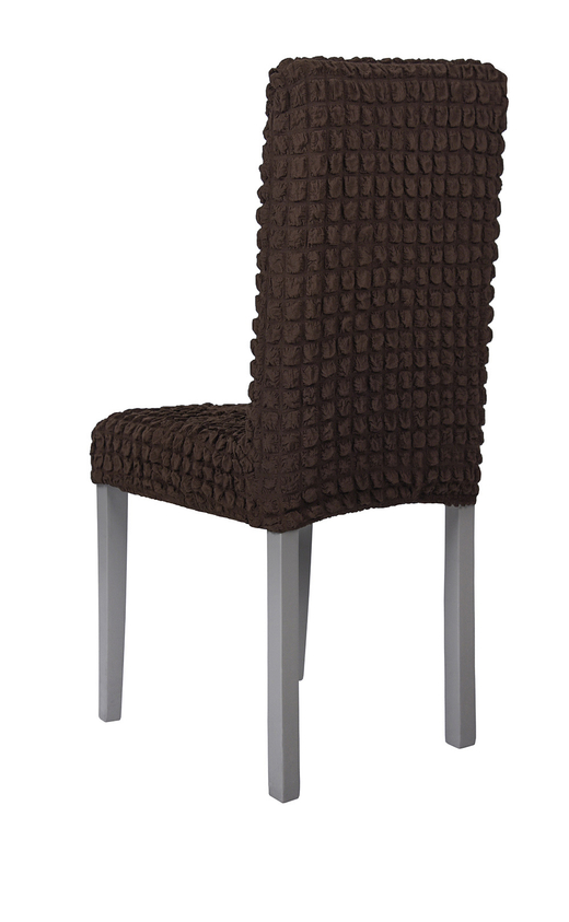 Чехол на стул без оборки со спинкой, цвет Кофе, Набор 2 шт.