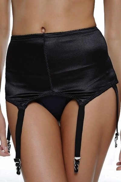 Пояс для чулок из плотной сатиновой ткани (Размер: XL) (Цвет: черный)