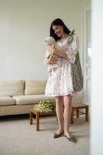 Платье Милана из муслина для беременных и кормящих, Айвори с цветами