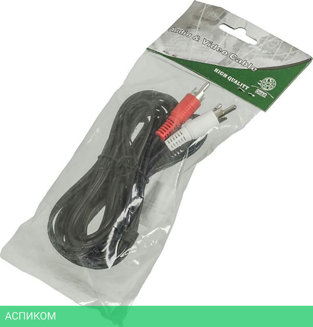 Кабель Ningbo 2xRCA "тюльпан" - 3.5mm Jack(m-m) 3m стерео черный (JAAC010-3)