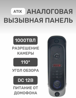 Вызывная панель ATIX AT-I-D11C Black для видеодомофона встроенный БУЗ