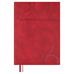 Ежедневник датированный 2026 ESCALADA, #ДУМАЙ КАК МИЛЛИАРДЕР, А6+, 176 л., арт. 70302/ 20 ЛЕЗЕРЕТТО КРАСНЫЙ (кожзам: 126x174 мм, мягкий переплёт, материал обложки: искусственная кожа "Лезеретто"; декор: блинтовое тиснение; способ крепления блока: нит