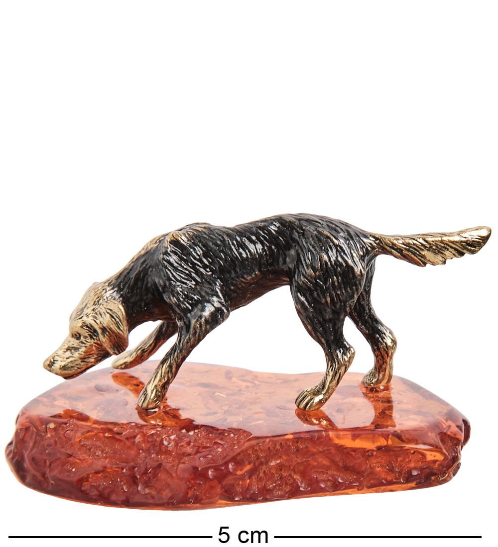 AM-1951 Фигурка «Собака Охотничья» (латунь, янтарь)