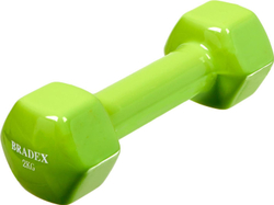 Гантель обрезиненная, салатовая 2 кг