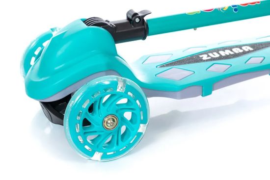 Самокат трехколесный со светящимися колесами Micar Zumba 2022 серый, голубой