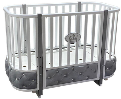 Детская кроватка Кедр Estelle Elegance 4 поперечный маятник велюр белый/серый