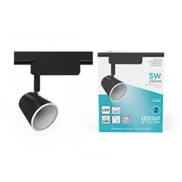 Однофазный трековый светильник 5W 250lm 4000K 220V IP20 45º TR052 чёрный Track Light LED Gauss