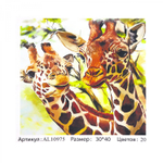 Картина по номерам Alingar, 30х40 см, 20 цветов, с акриловыми красками, холст на подрамнике, "Жирафы"