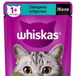 Whiskas 75 г желе говядина/кролик - консервы (пауч) для кошек