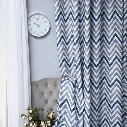 Шторы димаут "Зигзаг" бирюзовый. 150 х 270 см. В упаковке - 1 шт.  10320811