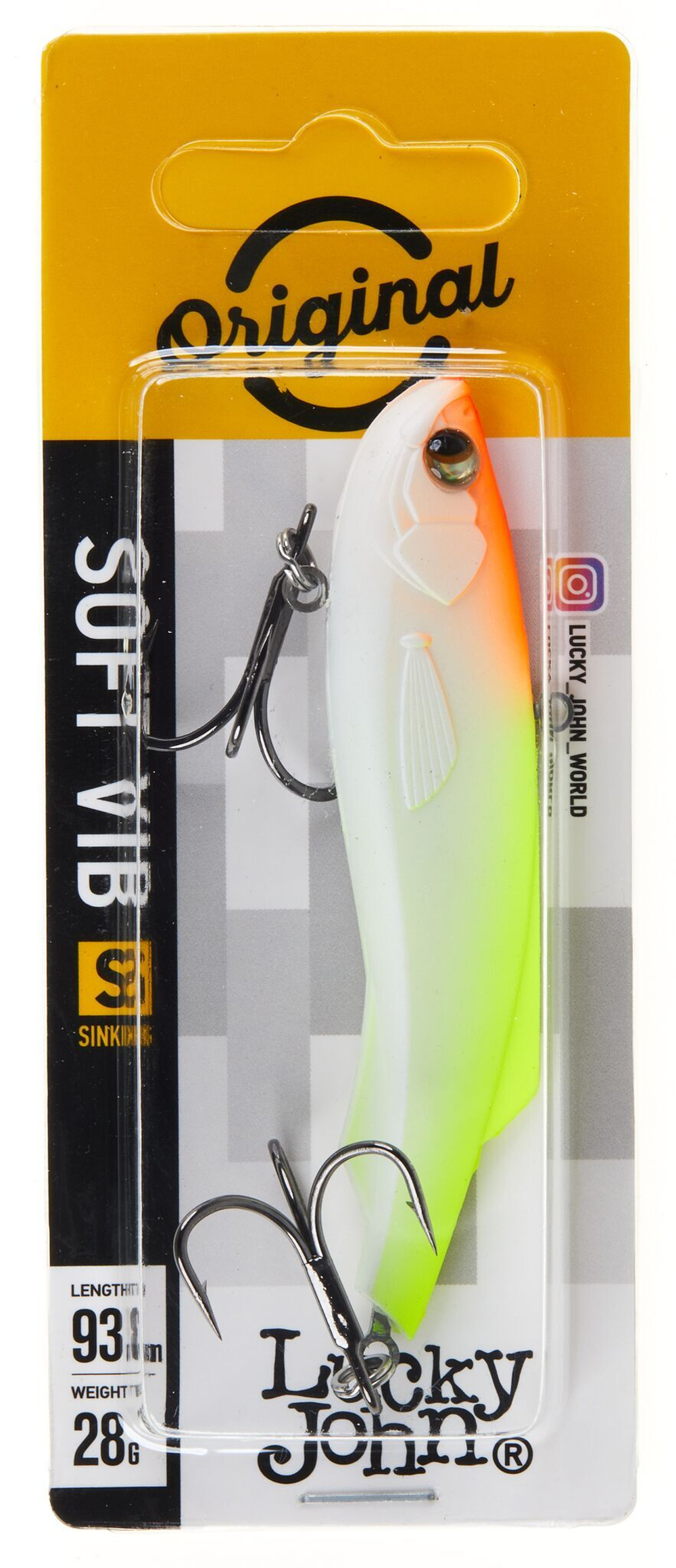 Воблер вертикальный Lucky John Soft VIB 93, цвет 021