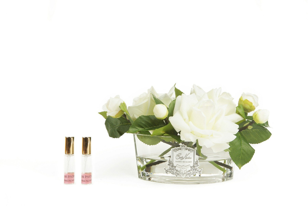 Букет роз ароматизированный в прозрачной вазе и 2 спрея Cote Noire Oval ivory фото