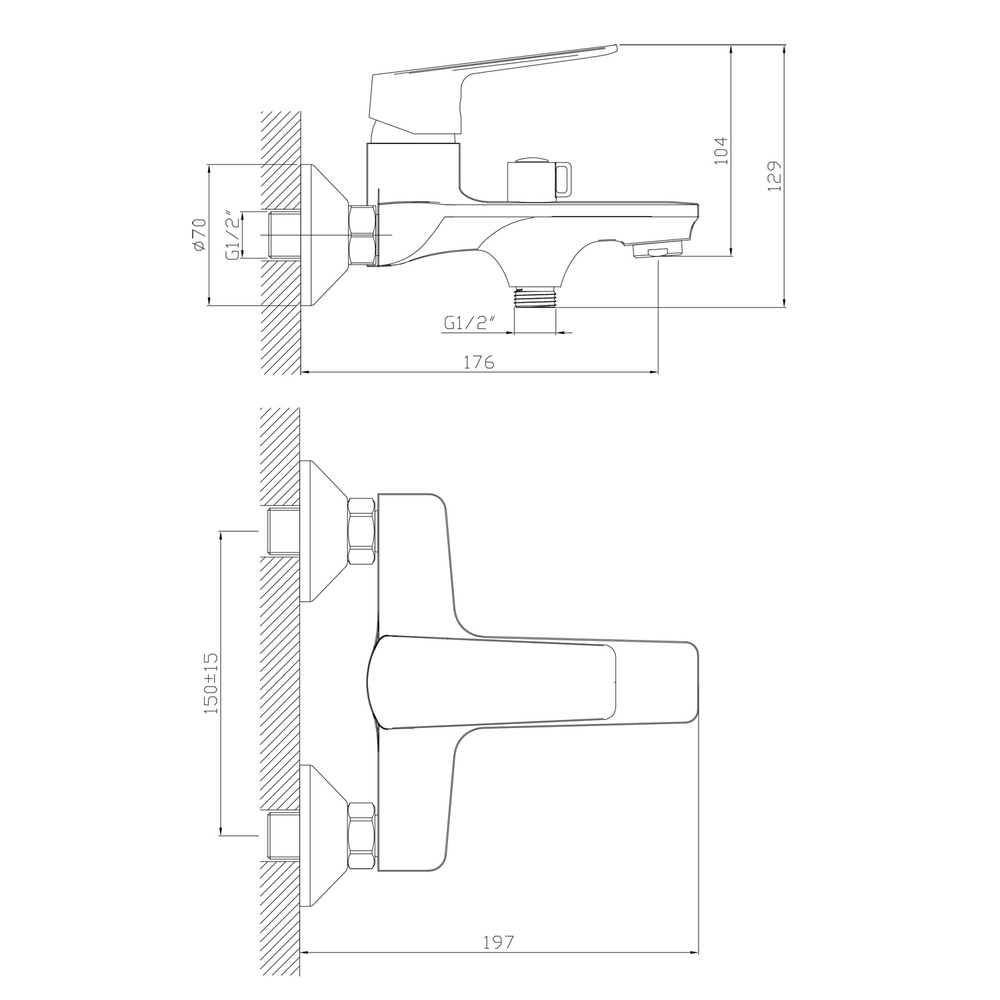 Смеситель для ванны 35k MIXLINE ML15-01