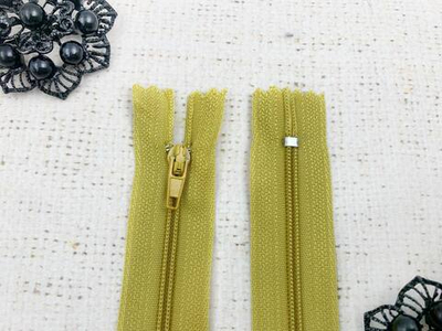 Молния брючная спираль, автомат, L 19 см, Т3, н/р, горчица