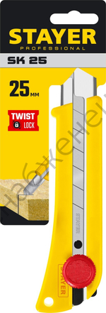 STAYER SK-25, 25 мм, нож с винтовым фиксатором, Professional (09173)