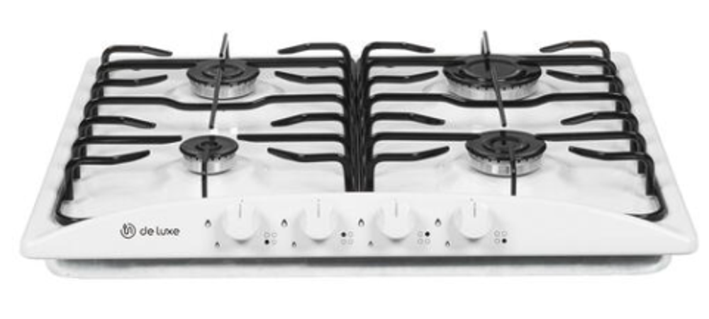 Поверхность варочная  ДеЛюкс 5840.01-051 (белая эмаль, стальные решетки, 58*50) Россия
