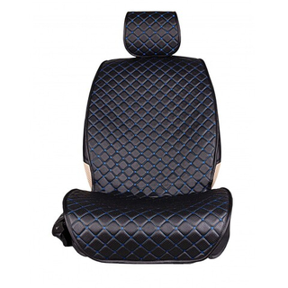 Накидки сидений ПОЛНЫЙ Coolpart MAXIMAL (кт11пр) - JJ-30-BLBLU - Эко-кожа Квадрат черный/ шов синий