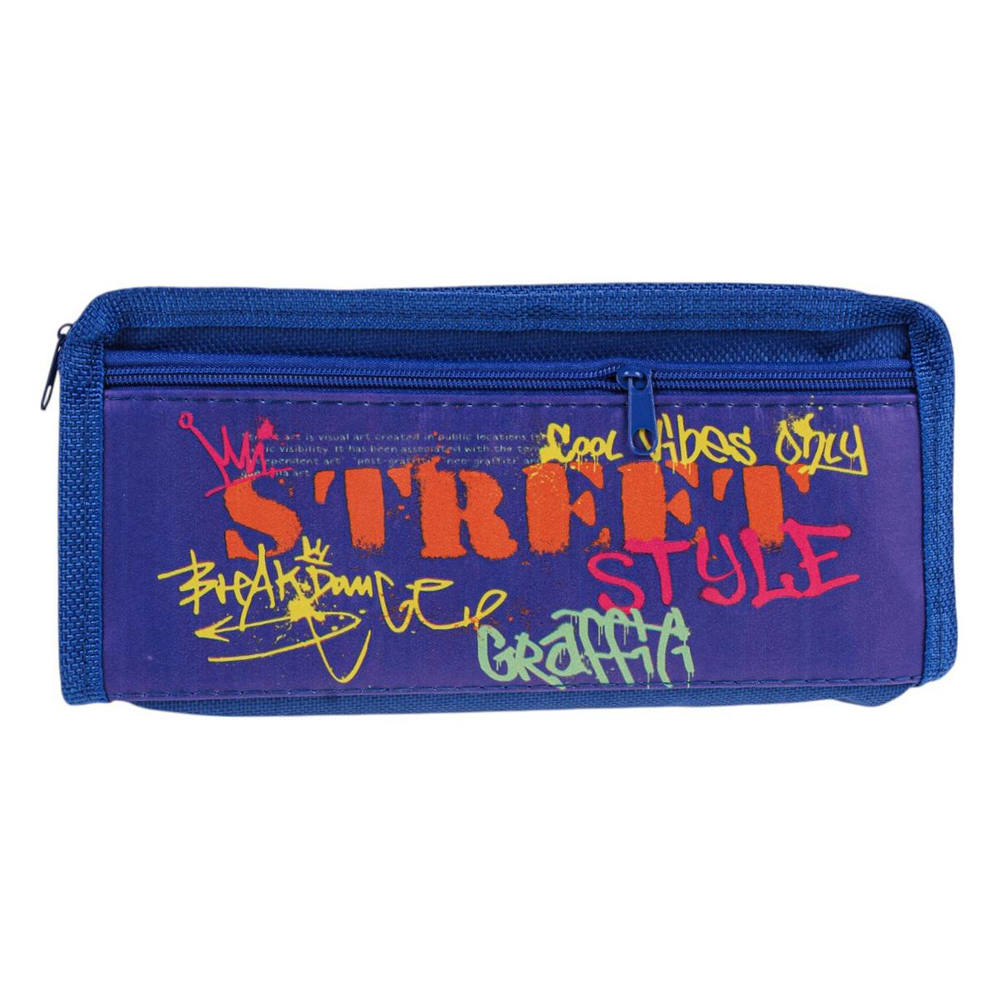 Пенал мягкий 2 отделения "Граффити" серый