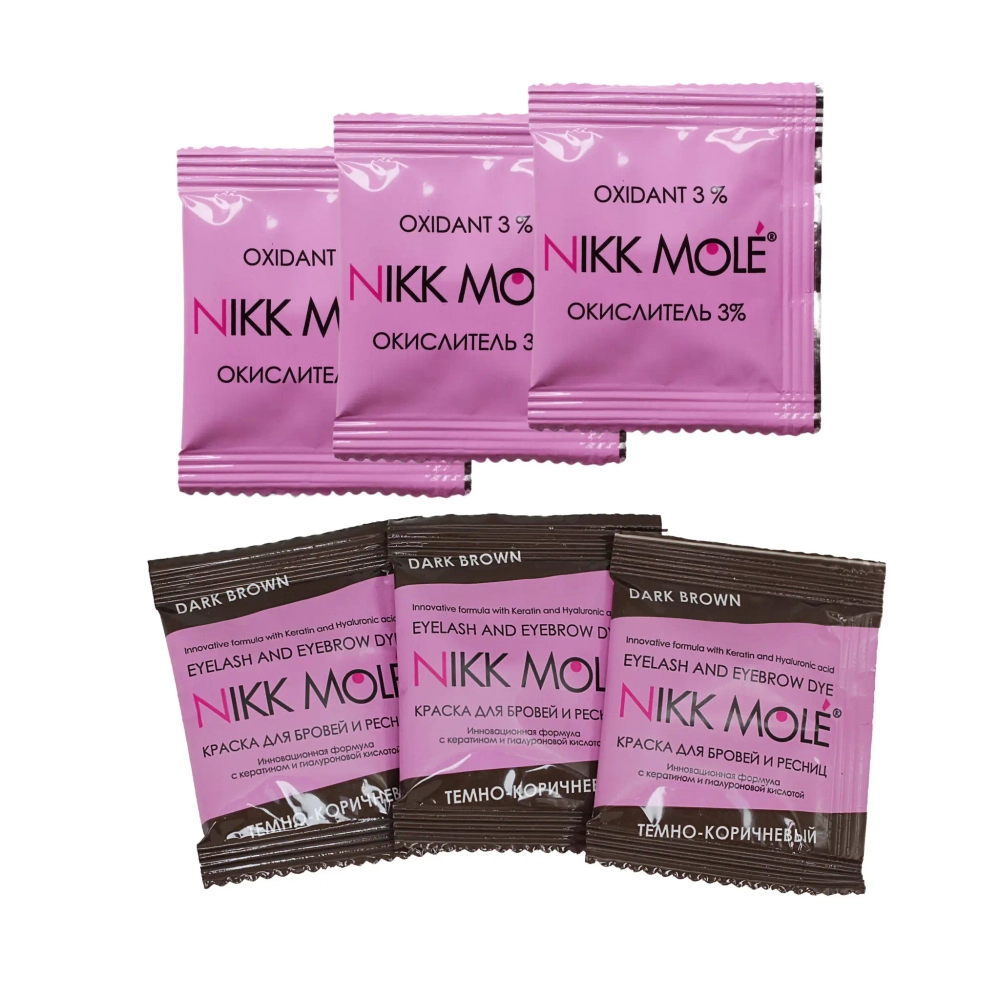 Набор Nikk Mole (темно-коричневый) саше краска (3 шт) + окислитель (3 шт)