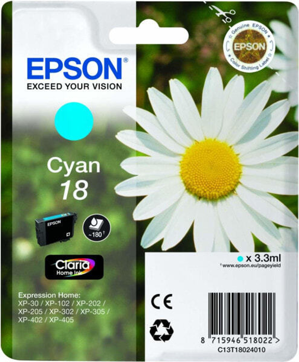 Epson Daisy Singlepack Cyan 18 Claria Home Ink C13T18024010