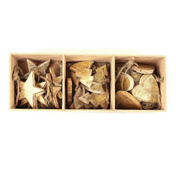 Украшения подвесные golden stars/trees/hearts, деревянные, в подарочной коробке, 24 шт.