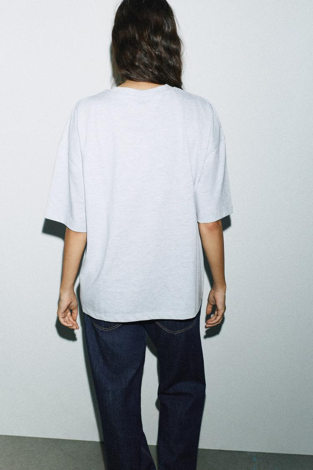 ZARA ФУТБОЛКА С НАДПИСЬЮ, СЕРЫЙ МЕЛАНЖ