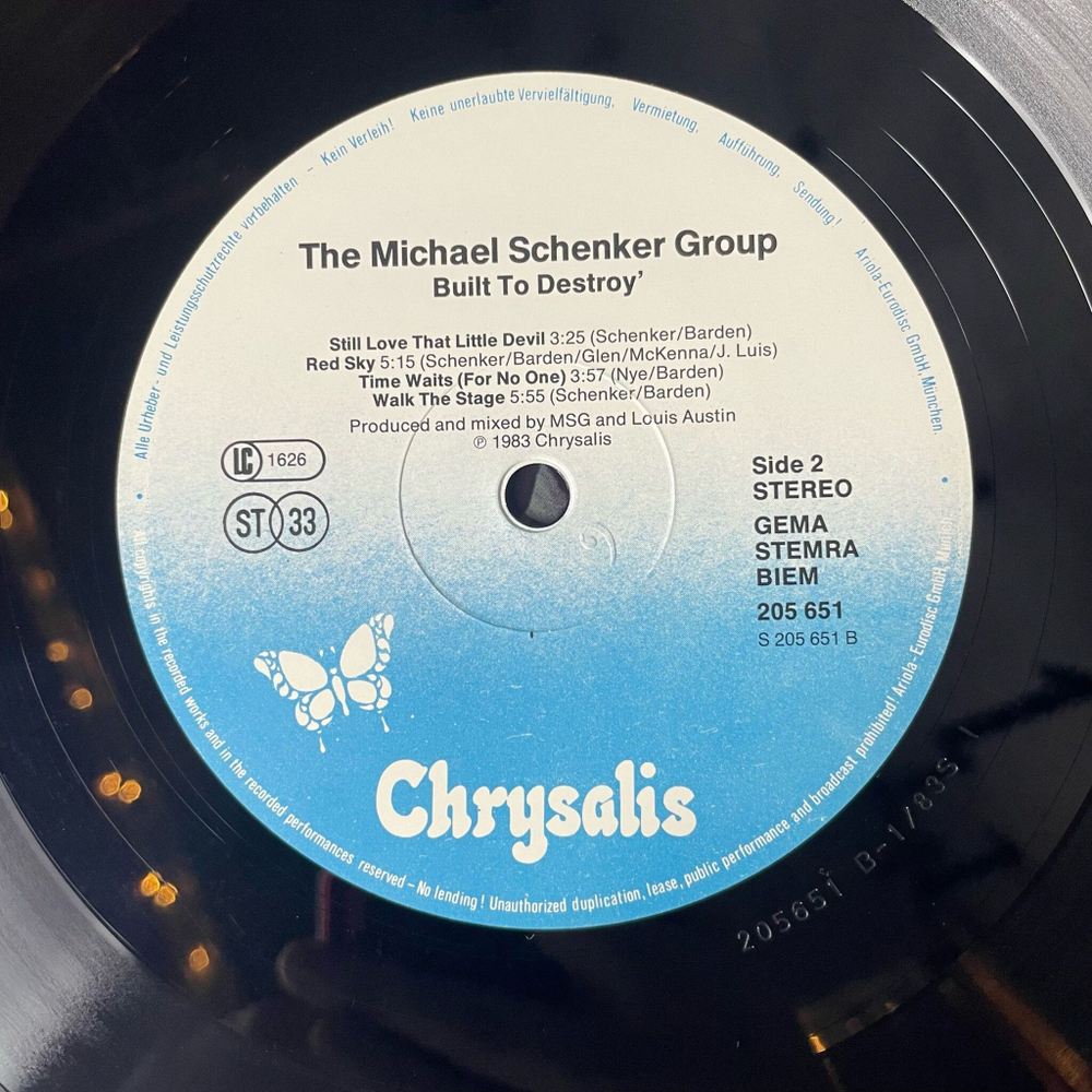 Винтажная виниловая пластинка LP The Michael Schenker Group Built To Destroy (Germany 1983)