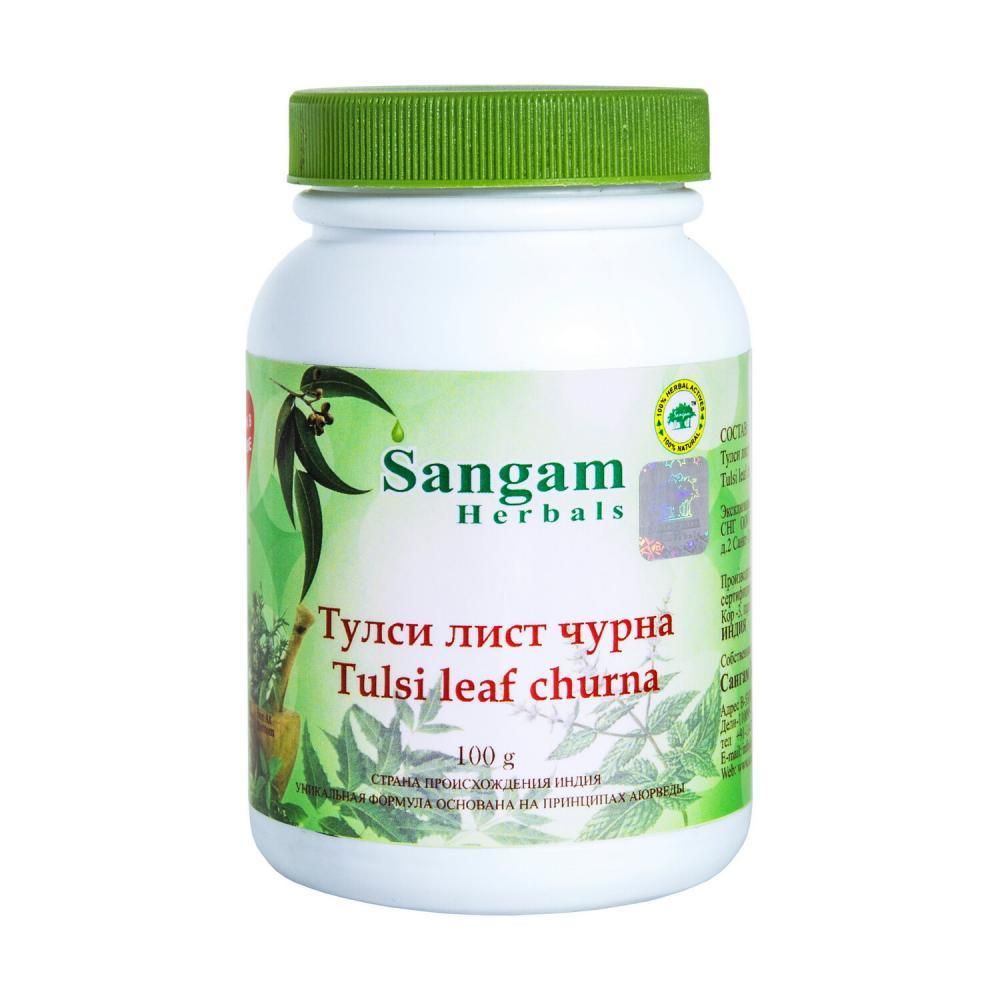 Sangam Herbals Тулси лист чурна смесь сухого растительного сырья Tulsi leaf churnam 100 г