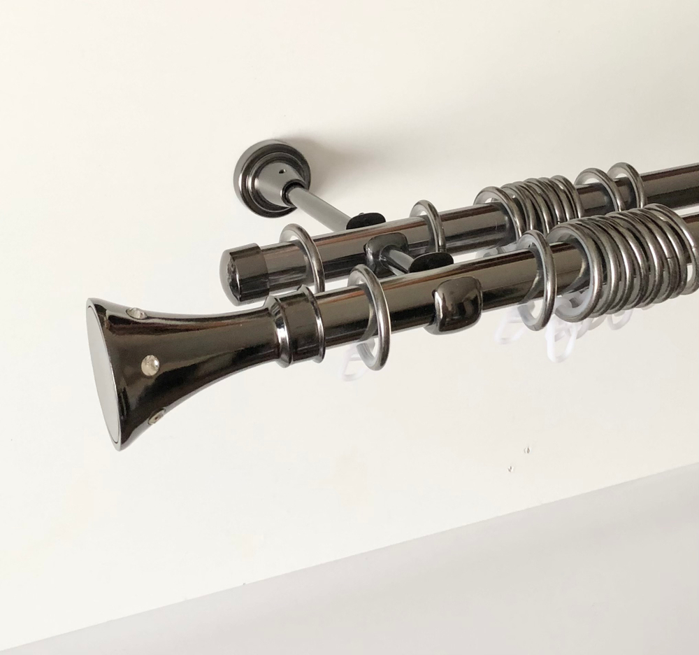 Карниз для штор "Картер" d19/19мм двухрядный, цвет черный никель