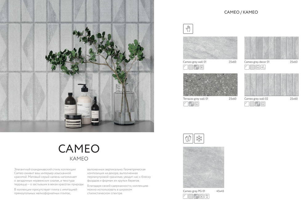 Cameo grey wall 01 250х600 (1-й сорт)