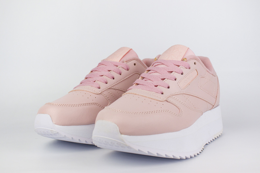 Кроссовки Reebok Classic Leather Double Pink / White