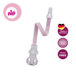 Держатель для пустышки NIP с крючком розовый