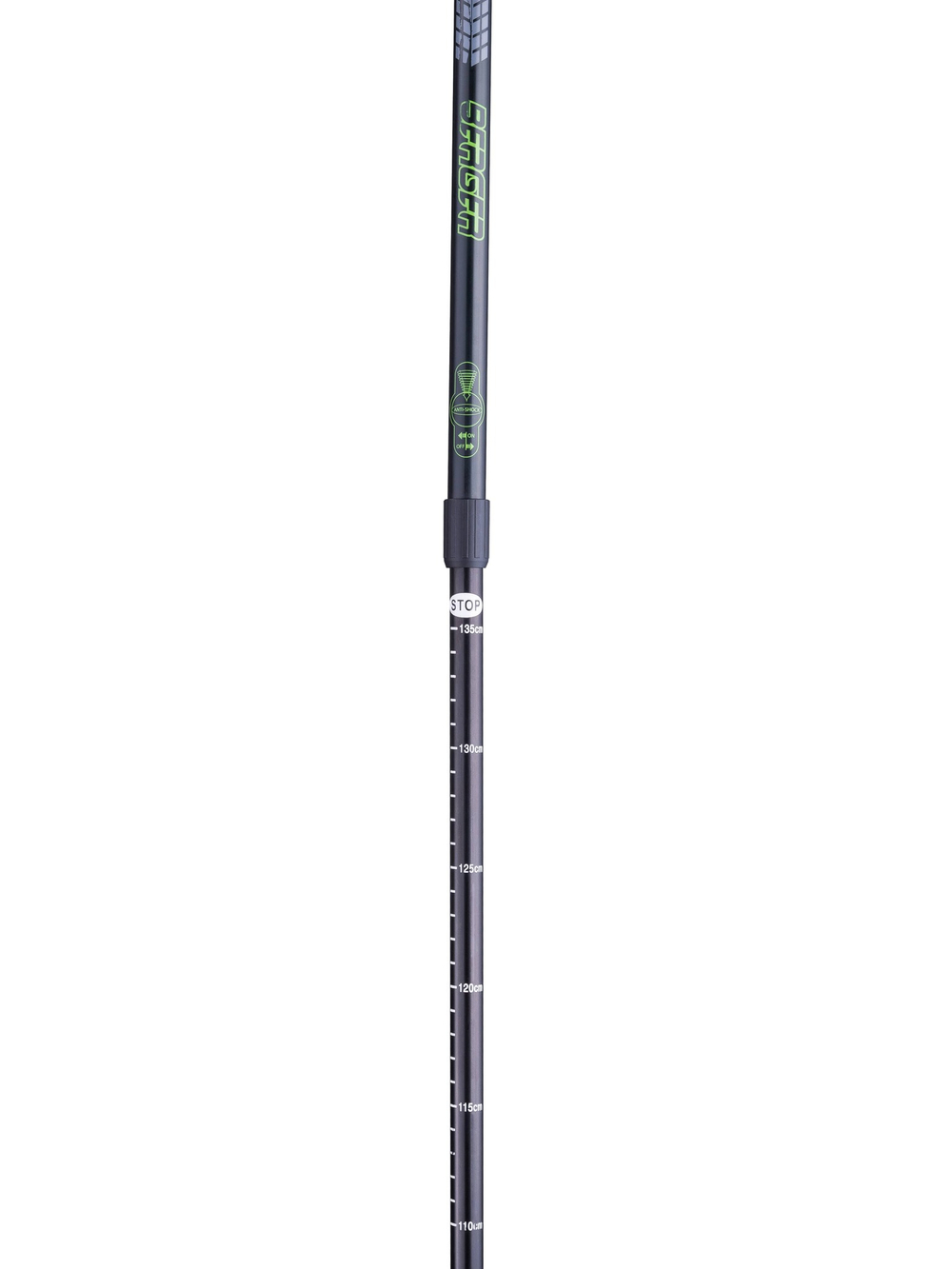 Палки для скандинавской ходьбы Longway, 77-135 см, 2-секционные, чёрный/ярко-зелёный