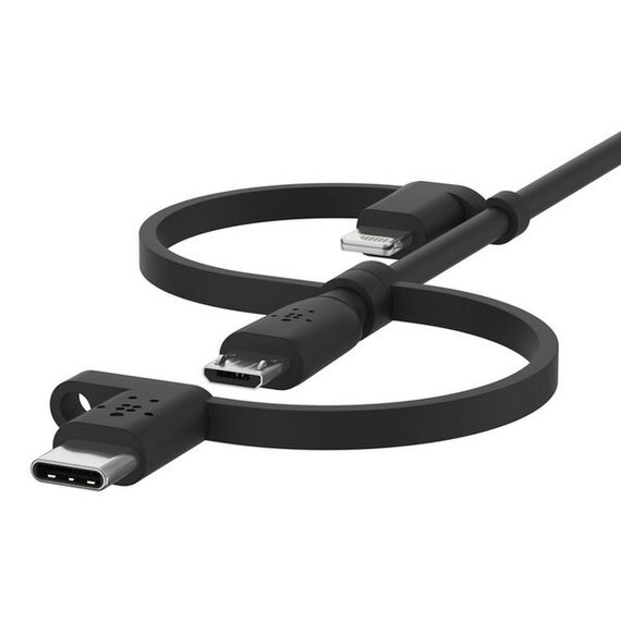 Кабель Belkin Boost Charge USB-A to USB-C/Micro-USB/Lightning 1м черный (CAC001bt1MBK)