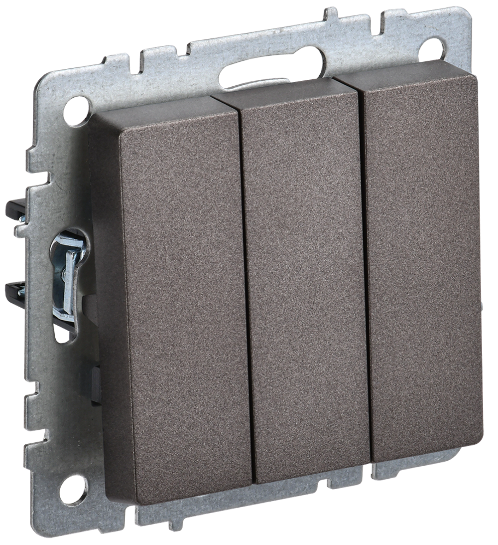 BRITE Выключатель 3-клавишный 10А ВС10-3-0-БрТБ темная бронза IEK