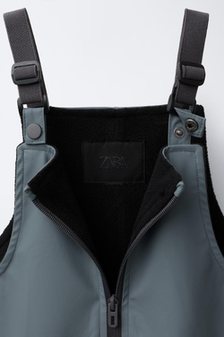 ZARA ПРОРЕЗИНЕННЫЙ КОМБИНЕЗОН WATER RESISTANT, СЕРО-СИНИЙ