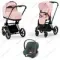 Детская коляска Cybex Priam IV 3 в 1 Peach Pink шасси Matt Black автокресло Aton B i-Size