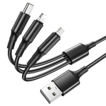 Кабель USB BOROFONE BX50 3 в 1 для iPhone/Micro/Type C (черный) 1m