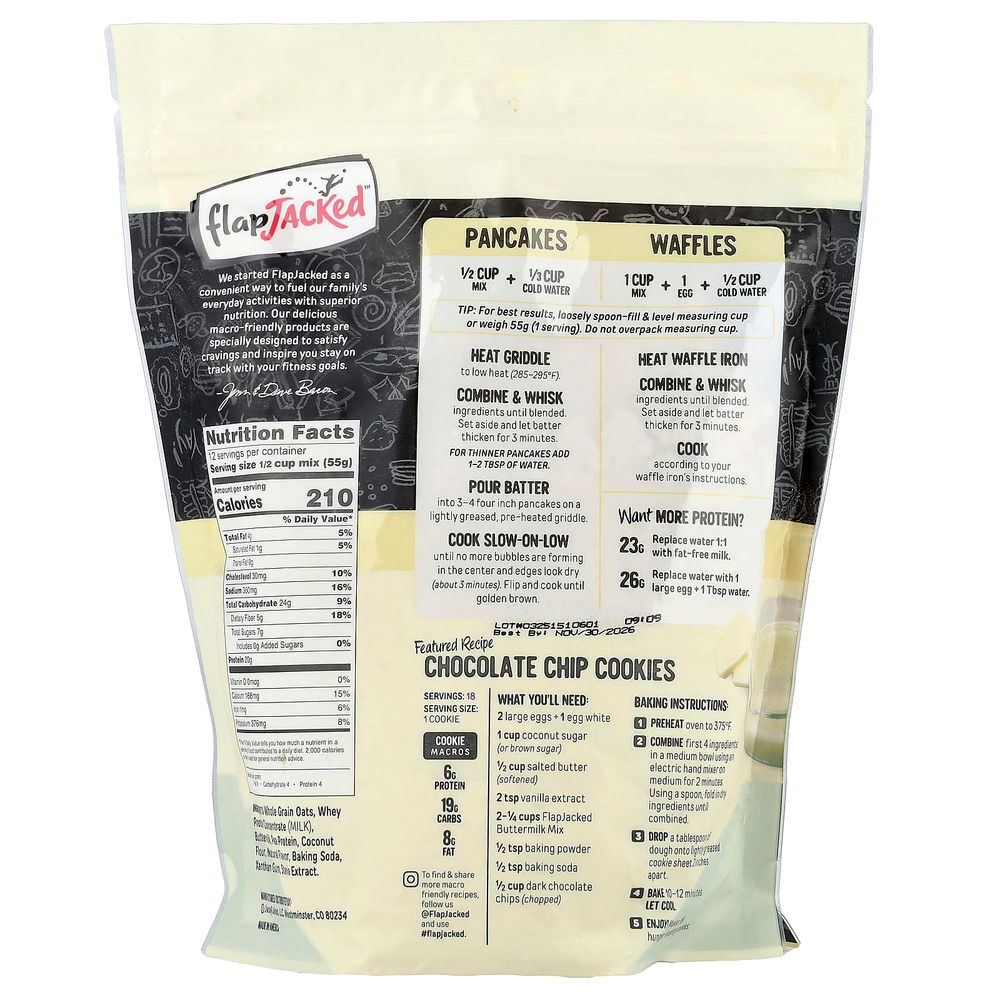 FlapJacked, протеиновая смесь для блинов и выпечки, пахта, 680 г (24 унции)