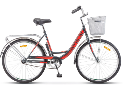 Дорожный велосипед STELS Navigator 245 ,26",рама 19, Серый/красный (Корзинка)