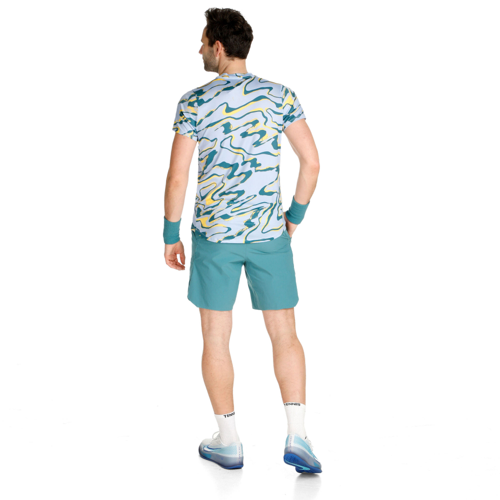 Мужское теннисное поло Nike Dri-Fit Advantage Court Print T-Shirt Men - Light Blue, Multicoloured