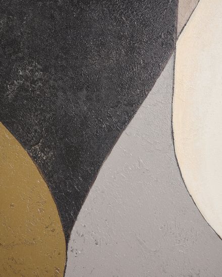 Абстрактный холст Marvilo серо-горчичного цвета 120 x 200 см