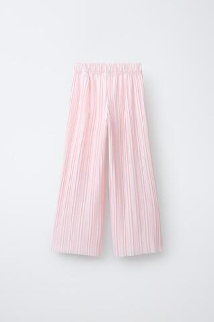 ZARA ПЛИССИРОВАННЫЕ БРЮКИ WIDE LEG, РОЗОВЫЙ