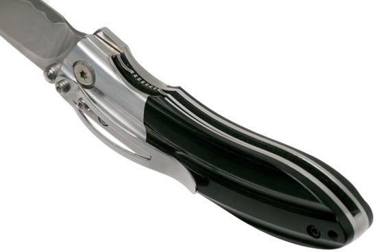 Складной нож Mcusta Shinra Mixture Ripple c клинком из стали SPG2 San Mai, рукоять дерево (Pakka wood)