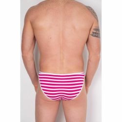 Мужские трусы слипы белые в розовую полоску Cosmos Colors FM20_WP