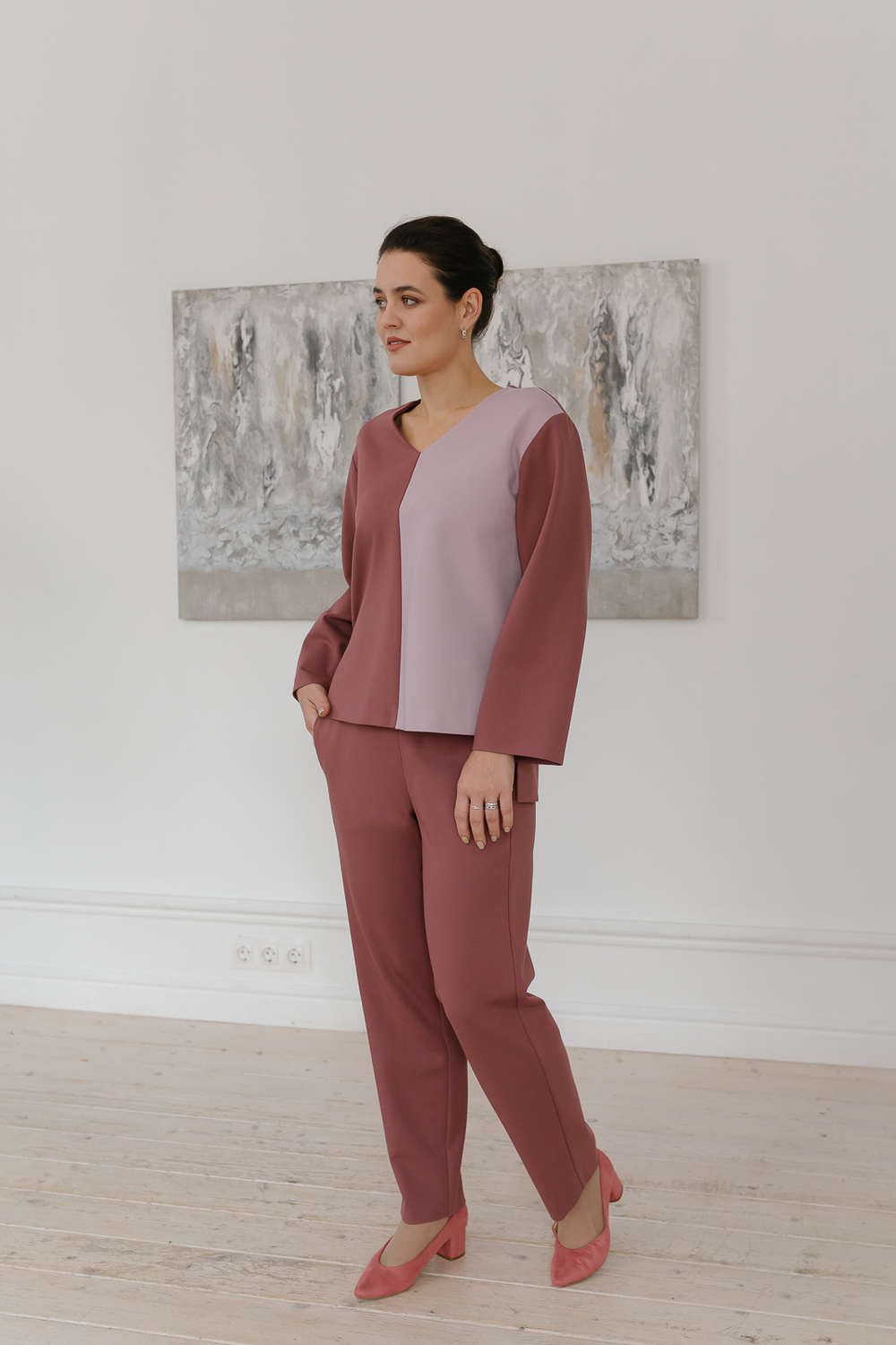 Брюки зауженные 3058ВЕ, кирпичный #234Ке023058ВЕ