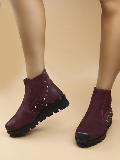 Женские полусапоги | 2790 (бордовый)