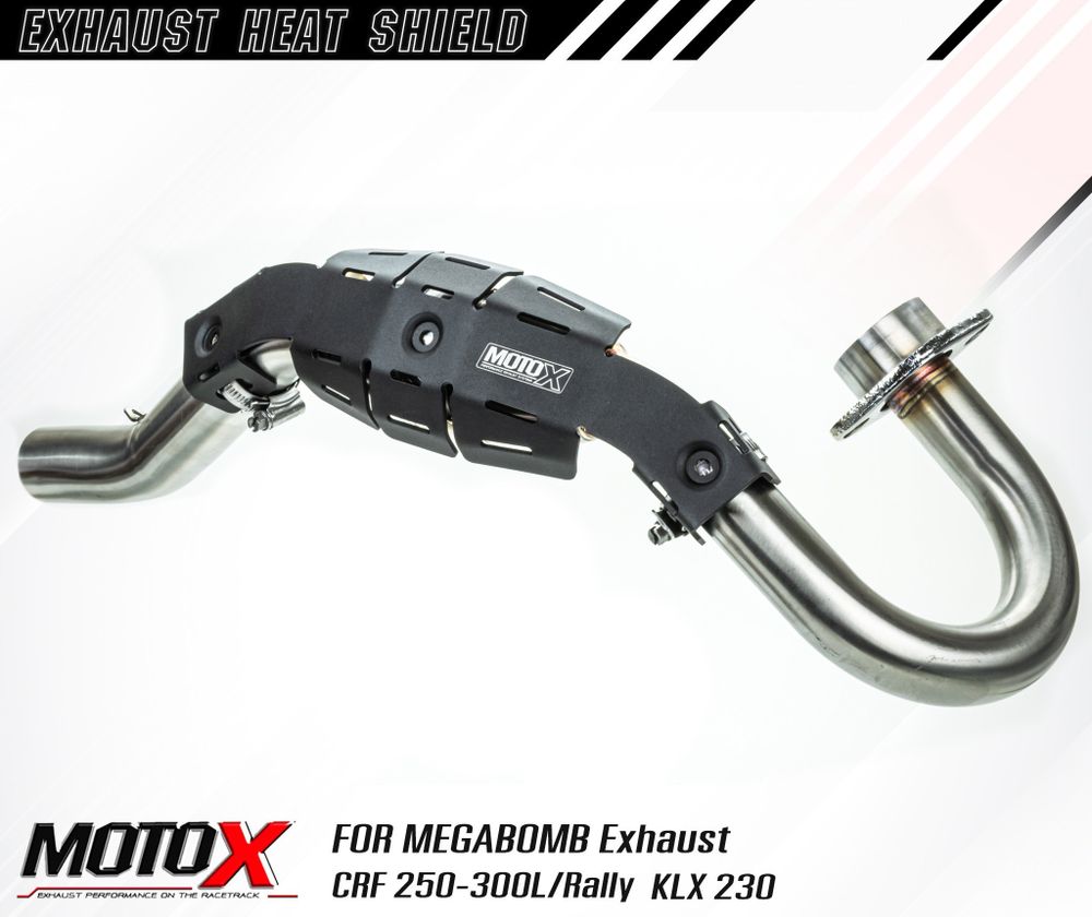 Exhaust Heat Shield  MANIFOLD GUARD MOTO-X for Megabomb pipes Honda CRF250-300l-M-Rally, KLX230 Kawasaki.