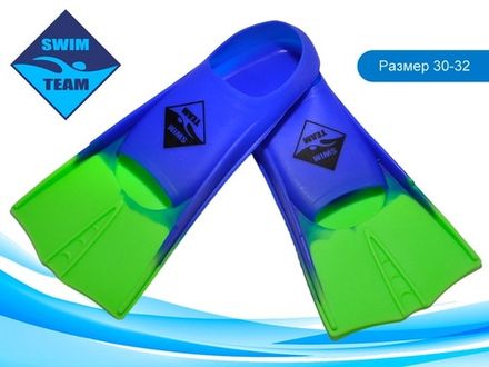 Ласты для бассейна размер 30-32 SWIM TEAM :ТЕ-2737-3  (сине-салатовый)
